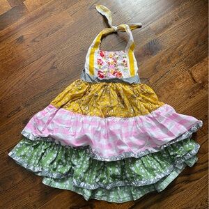 Be Girl twirler dress size 5 Mix Match Color Patch Tiered Halter cotton? unique